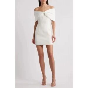New Sonya Moda White Belluno Off the Shoulder Minidress Size Medium $348